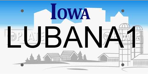 LUBANA1 Iowa License Plate