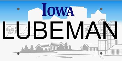 LUBEMAN Iowa License Plate