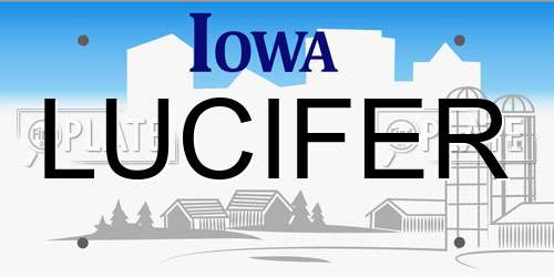 LUCIFER Iowa License Plate