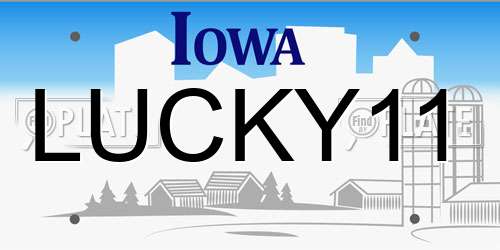 LUCKY11 Iowa License Plate
