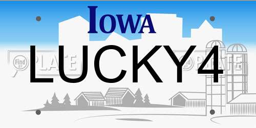 LUCKY4 Iowa License Plate