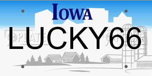 LUCKY66 Iowa License Plate