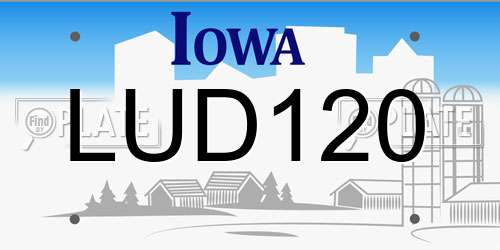 LUD120 Iowa License Plate