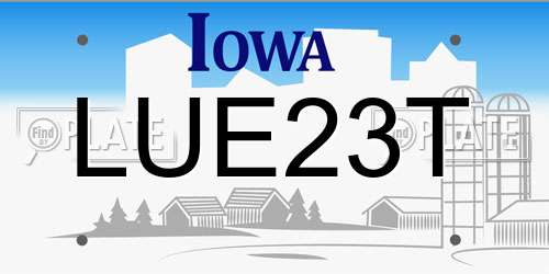 LUE23T Iowa License Plate