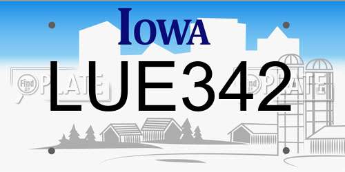 LUE342 Iowa License Plate