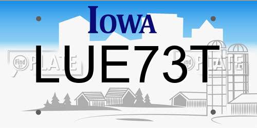 LUE73T Iowa License Plate