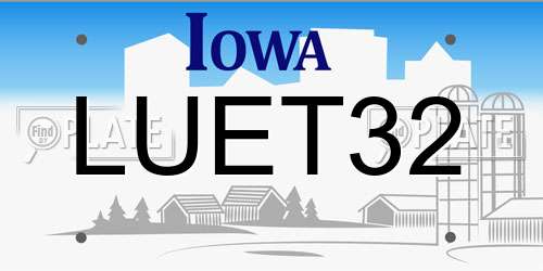 LUET32 Iowa License Plate
