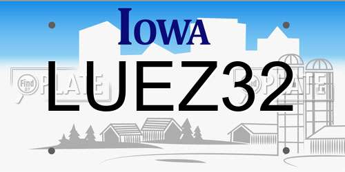 LUEZ32 Iowa License Plate