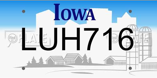 LUH716 Iowa License Plate