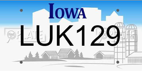 LUK129 Iowa License Plate