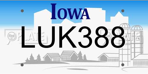 LUK388 Iowa License Plate