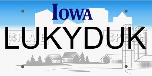 LUKYDUK Iowa License Plate