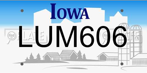 LUM606 Iowa License Plate