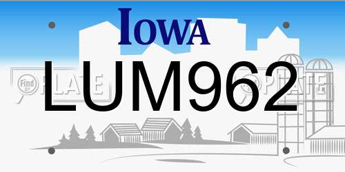 LUM962 Iowa License Plate