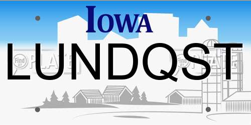 LUNDQST Iowa License Plate