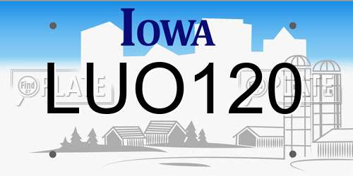 LUO120 Iowa License Plate