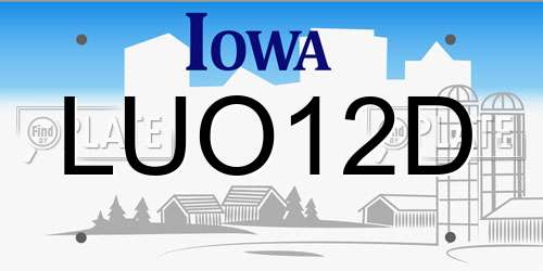 LUO12D Iowa License Plate
