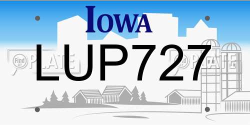 LUP727 Iowa License Plate