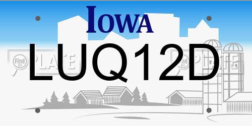 LUQ12D Iowa License Plate