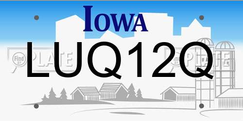 LUQ12Q Iowa License Plate