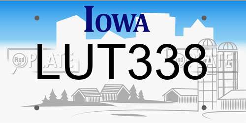 LUT338 Iowa License Plate
