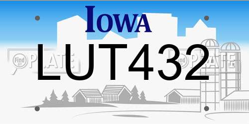LUT432 Iowa License Plate
