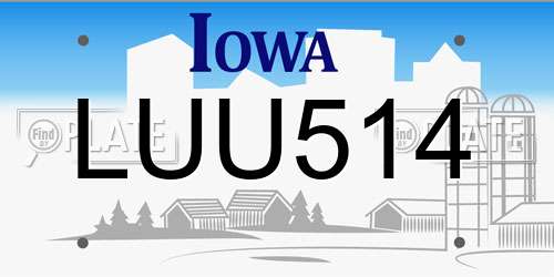 LUU514 Iowa License Plate