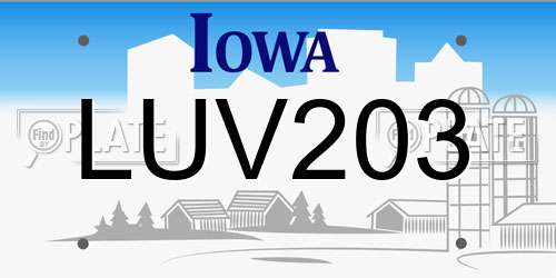 LUV203 Iowa License Plate