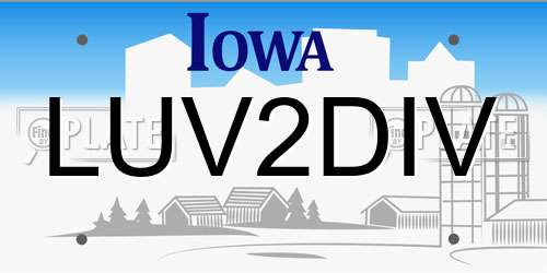 LUV2DIV Iowa License Plate