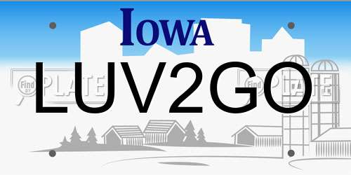 LUV2GO Iowa License Plate