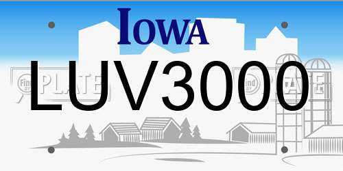 LUV3000 Iowa License Plate