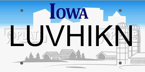 LUVHIKN Iowa License Plate