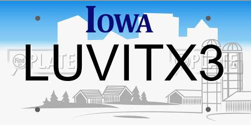 LUVITX3 Iowa License Plate
