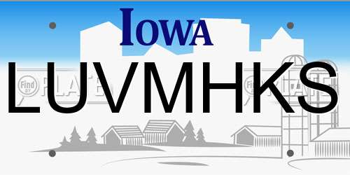 LUVMHKS Iowa License Plate