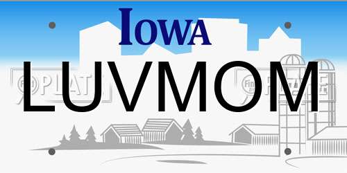 LUVMOM Iowa License Plate