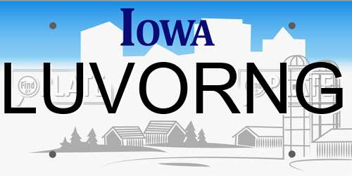 LUVORNG Iowa License Plate