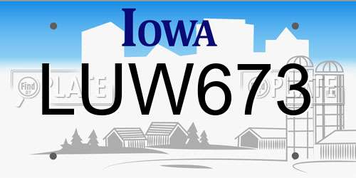 LUW673 Iowa License Plate