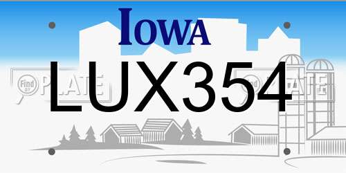 LUX354 Iowa License Plate