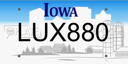 LUX880 Iowa License Plate