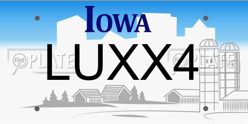 LUXX4 Iowa License Plate