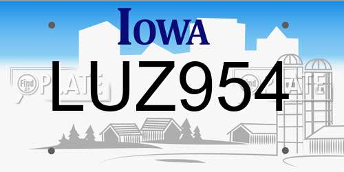 LUZ954 Iowa License Plate