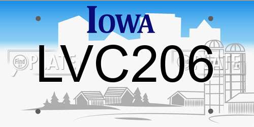 LVC206 Iowa License Plate