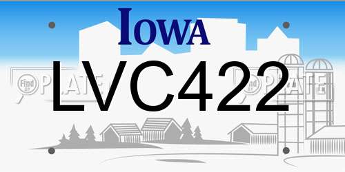 LVC422 Iowa License Plate