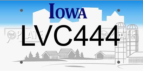 LVC444 Iowa License Plate