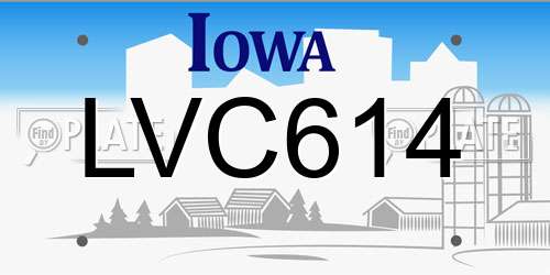 LVC614 Iowa License Plate