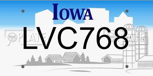 LVC768 Iowa License Plate
