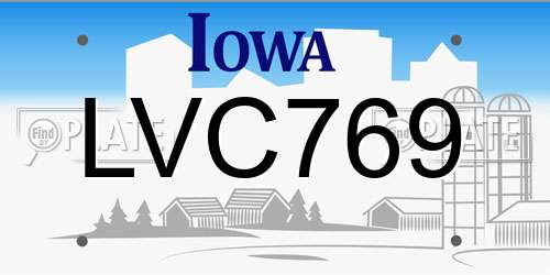 LVC769 Iowa License Plate