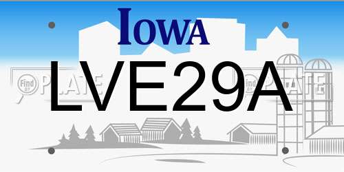LVE29A Iowa License Plate