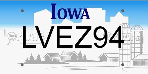 LVEZ94 Iowa License Plate