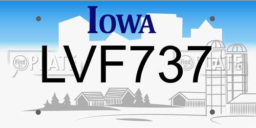 LVF737 Iowa License Plate